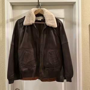 Leather bomber jacket